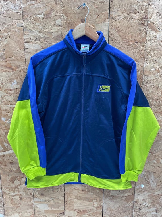 Vintage 90s Nike Men's Blue/green Track Jacket Zip-up Size Small