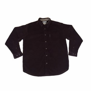 Vintage Y2K Mens Columbia dark brown corduroy long sleeve shirt size large