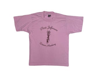 Vintage 90er Single Stitch Port jefferson Danceacademy Ballett T-Shirt Pink Gr.XS