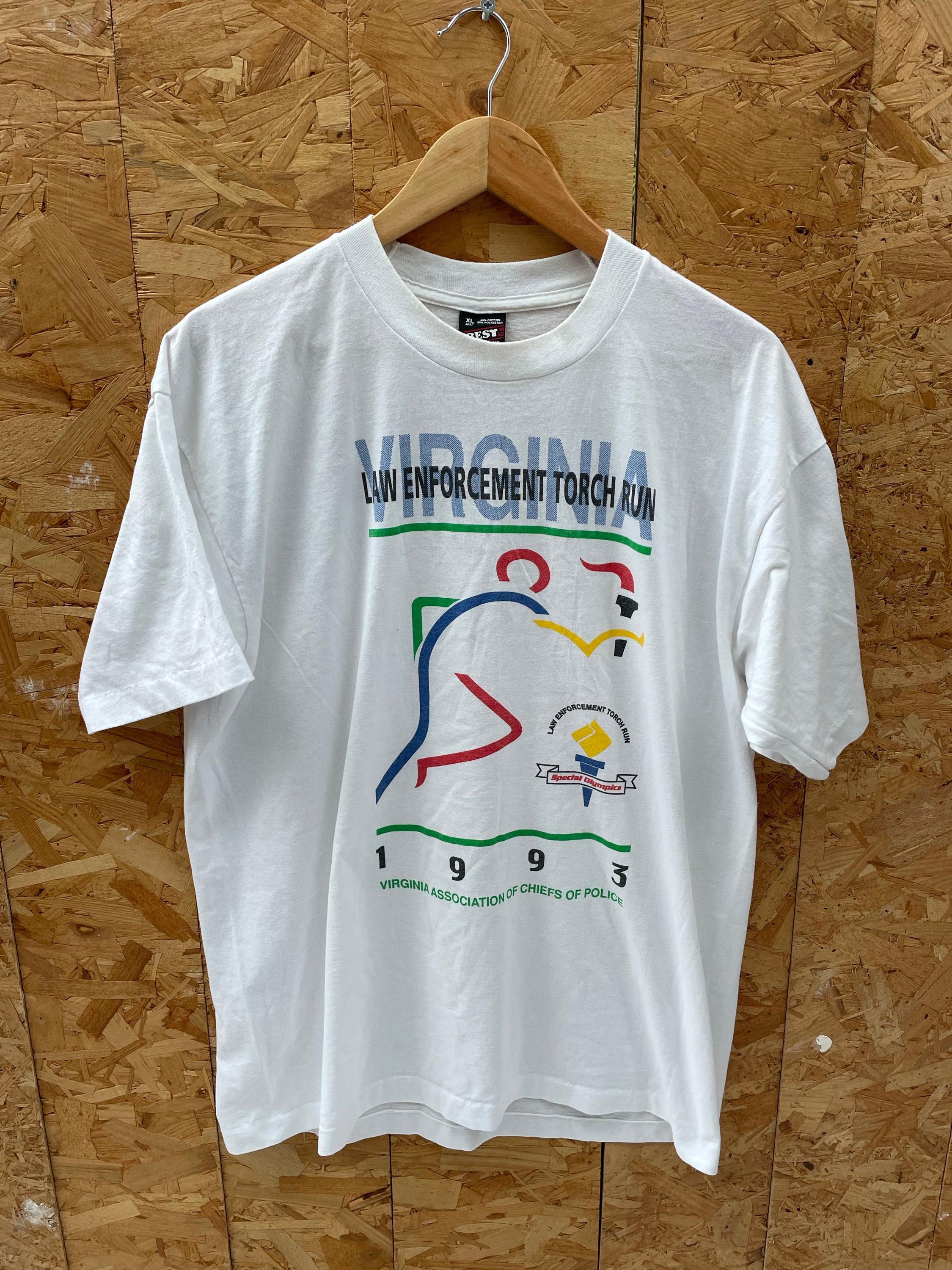 Vintage 90s XL Single Stitch White Virginia Law Enforcement Torch