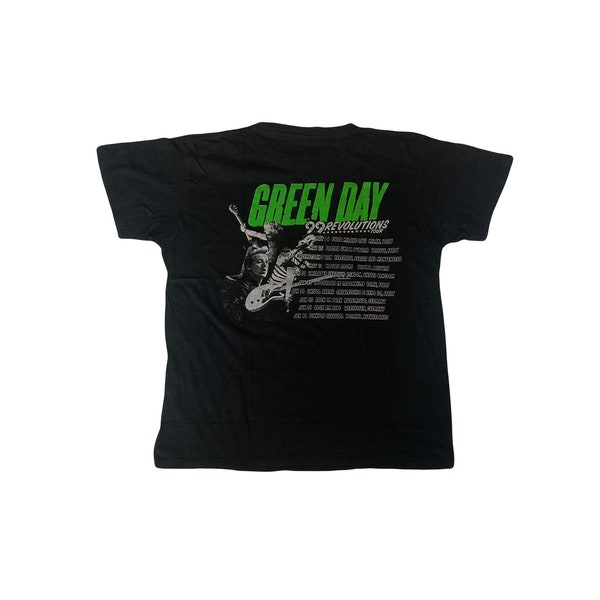 Vintage 00s Green Day 99 Revolutions Tour Band T-Shirt Doppelseitiger Druck Größe Large