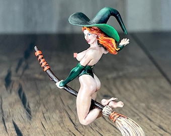 Resin Figure. witch on a broom. Tabletop Miniature