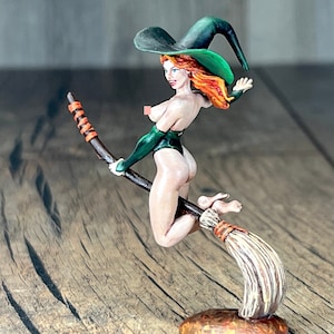 Resin Figure. witch on a broom. Tabletop Miniature