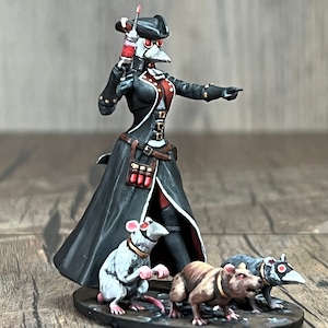 Tabletop Miniature Steampunk Plague Doctor Girl  Plastic Figurine, Unique Art and Collectible