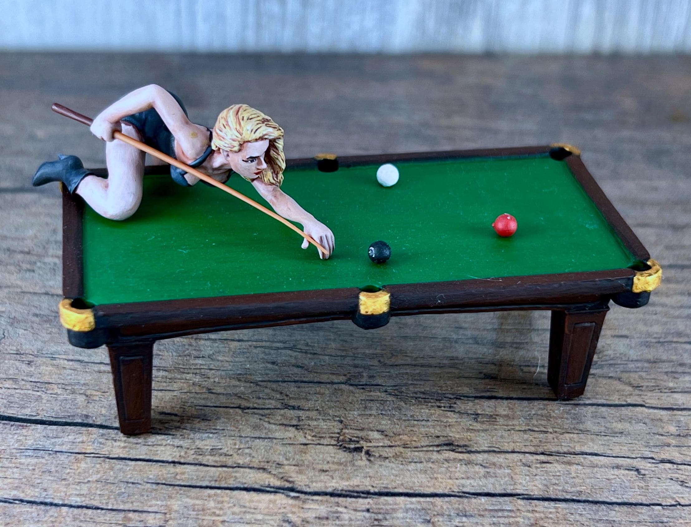 girl billiards player. American Pool Tables Miniature - 3D Printed Resin Figure for Tabletop Games