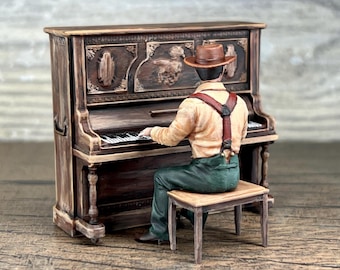 hand painted Tabletop Miniatures That Old Saloon. Western Cowboy Piano