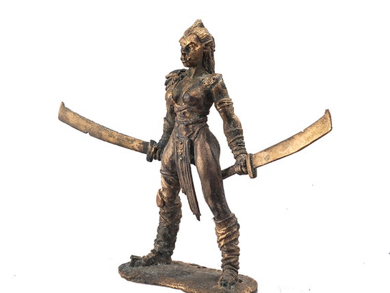 Copper figur Model 54mm Collection miniatur 1 32 scale Girl Orc TIN SOLDIER