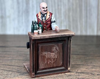 Tabletop soldiers bartender.  Long Branch saloon
