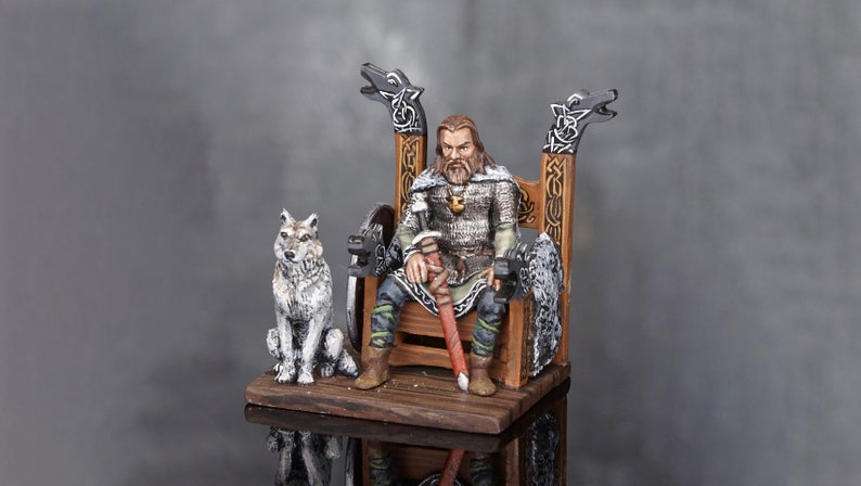 Statue LORD VIKING metal sculpture warrior 1/32 scale Hand Painted soldier 54mm 