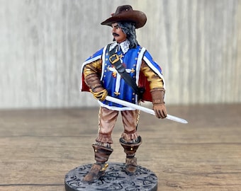 Musketeer Painted Soldiers. Scale Miniature Resin Model for Collectors