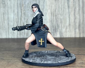Hand-Painted Armed Nun Miniatures: D&D Tabletop RPG Figures