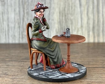Victorian Coffee Lover – Hand-Painted 3D Printed Resin Miniatures for Fantasy Tabletop Display & Collectors