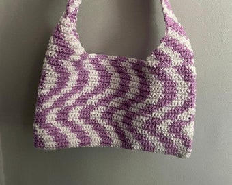 Women's handmade bag, Psychedelic Crochet Bag, Groovy Tote Bag, Wavy Crochet Bag, ladies beachbag