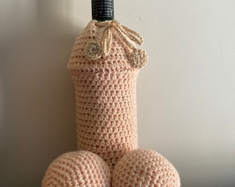 Wine willie cozy, Wine bottle bag, Crochet bottle bag, Handmade Crochet Penis Gag Gift, Penis bottle cover great gift for Christmas gift.