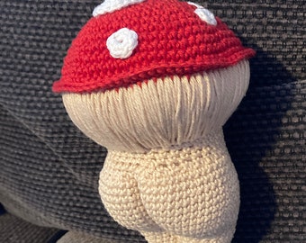 Pin cushion, Bootyful Buttshroom, Crochet mushroom, cheeky bottom, fun gift for her, birthday present,  amigurami, garden, Christmas gift