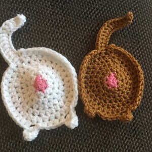 Posavasos de ganchillo con forma de trasero de gato, regalo divertido para amantes de los gatos, posavasos hechos a mano. imagen 9