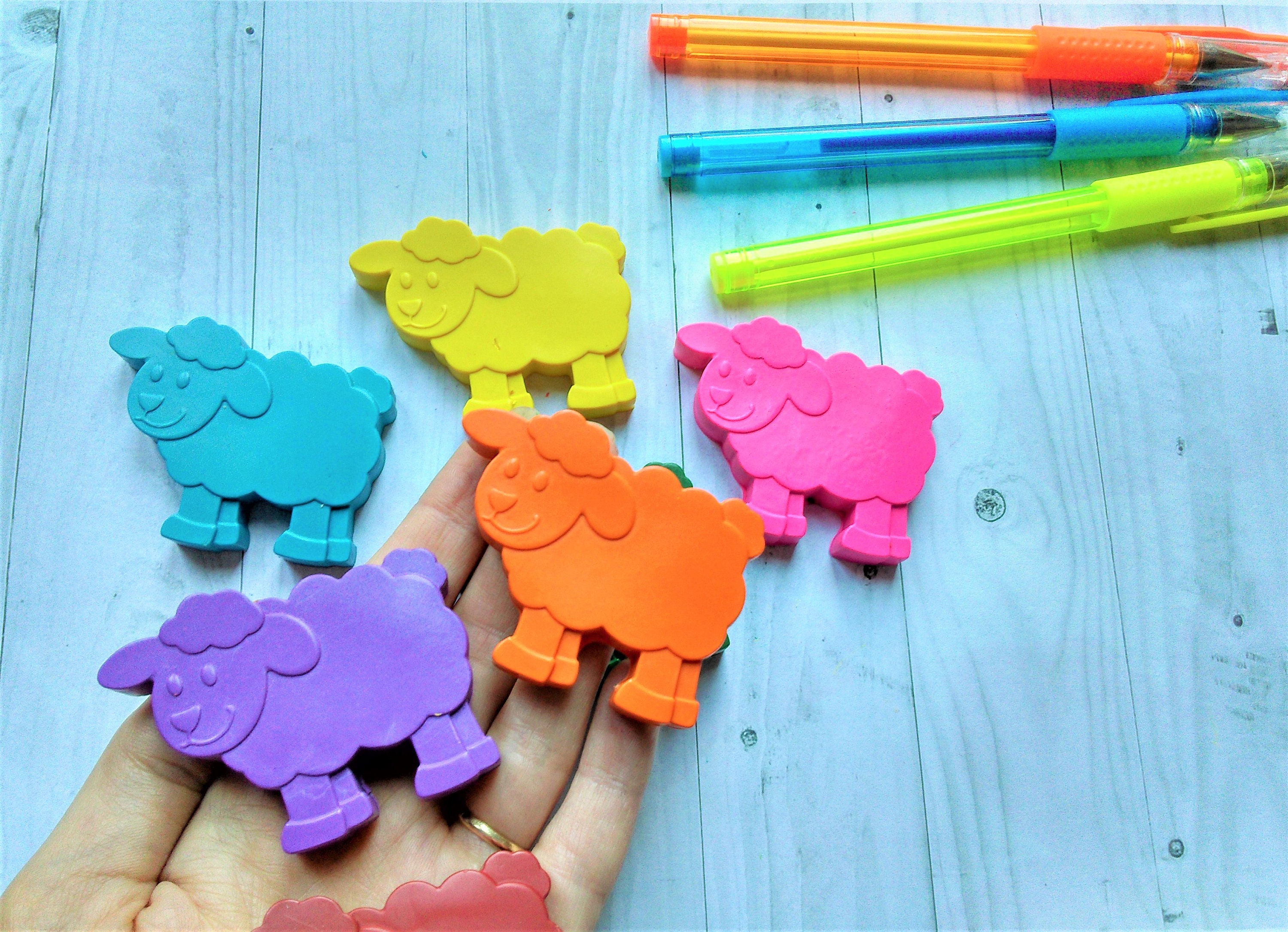 Sheep Shaped Crayons Farm Yard Animal Crayon Favours Etsy
