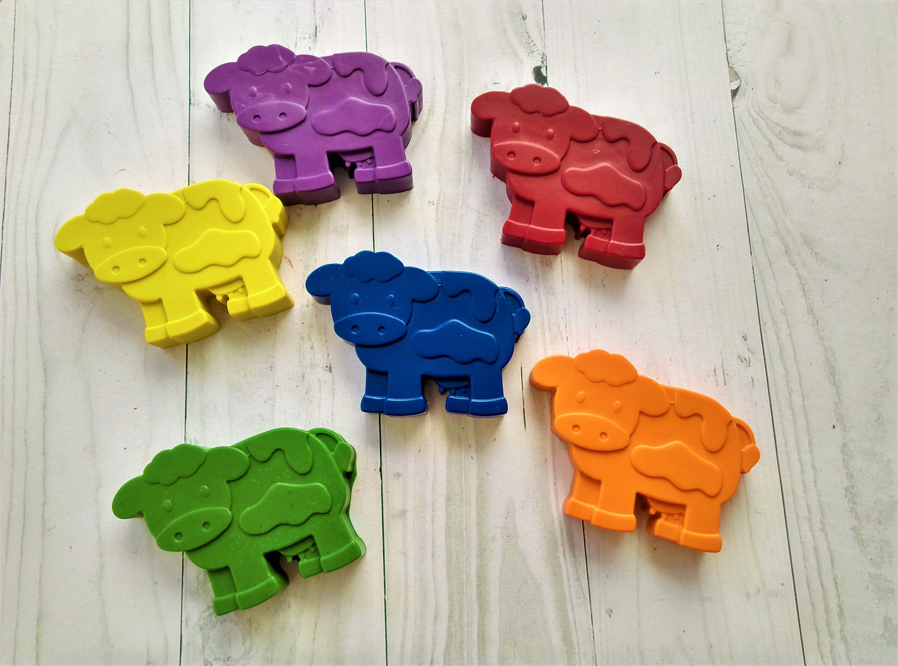 Cow Shaped Crayons Farm Yard Animal Crayon Favours Birthday Etsy