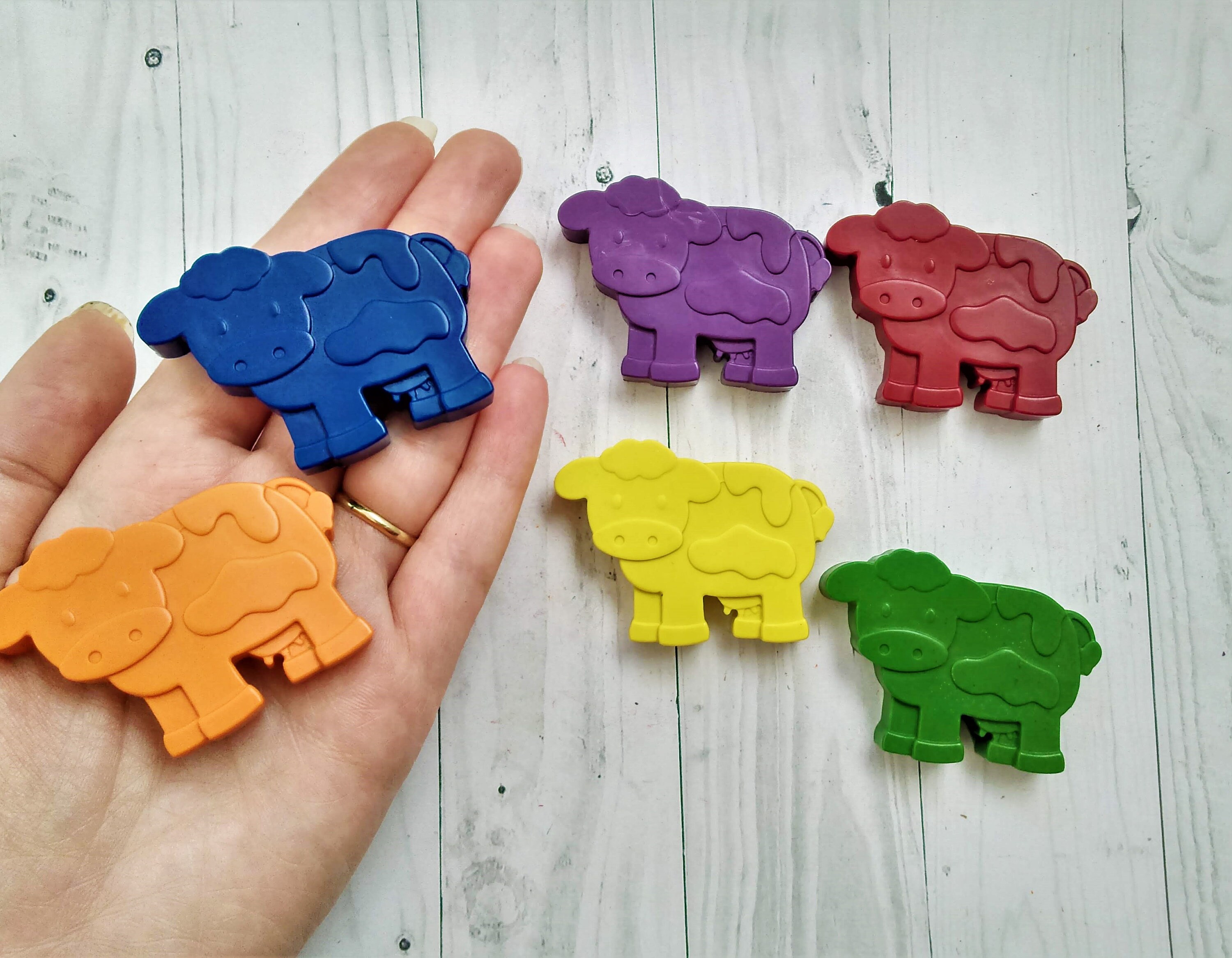 Cow Shaped Crayons Farm Yard Animal Crayon Favours Birthday Etsy UK