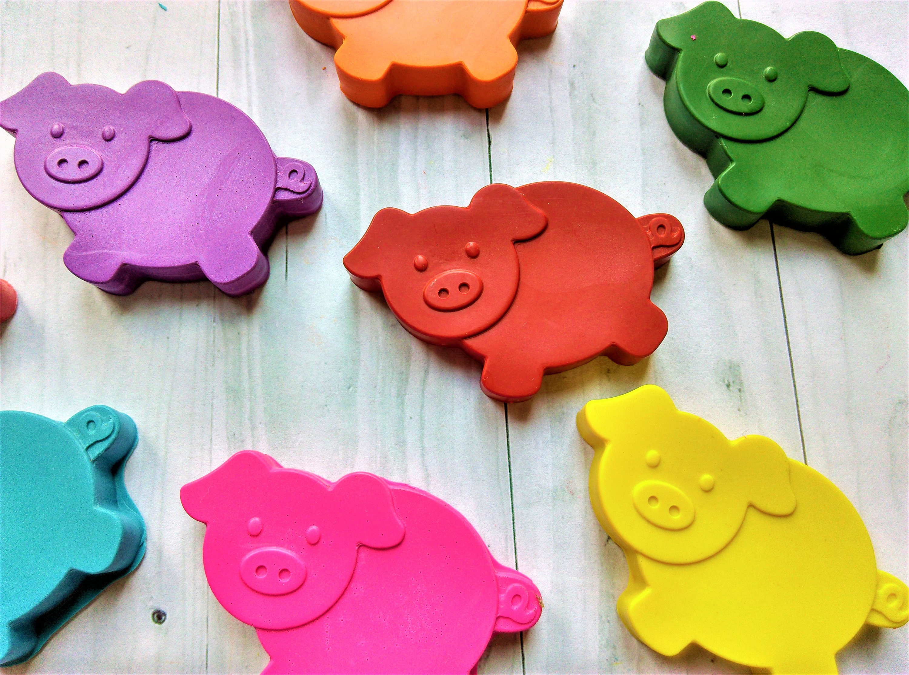 Pig Shaped Crayons Farm Yard Crayons Pig Favours Birthday Etsy