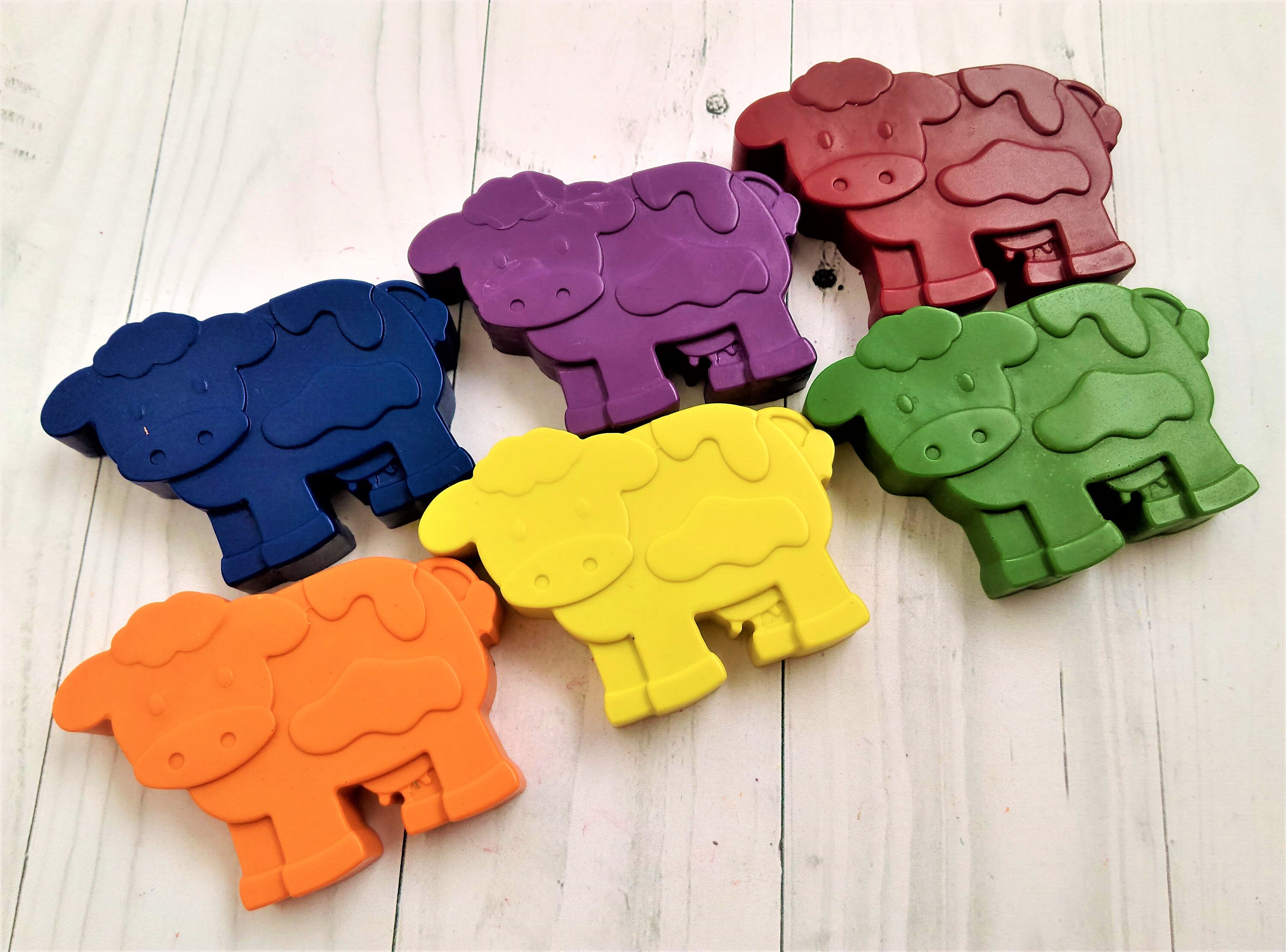 Cow Shaped Crayons Farm Yard Animal Crayon Favours Birthday Etsy UK