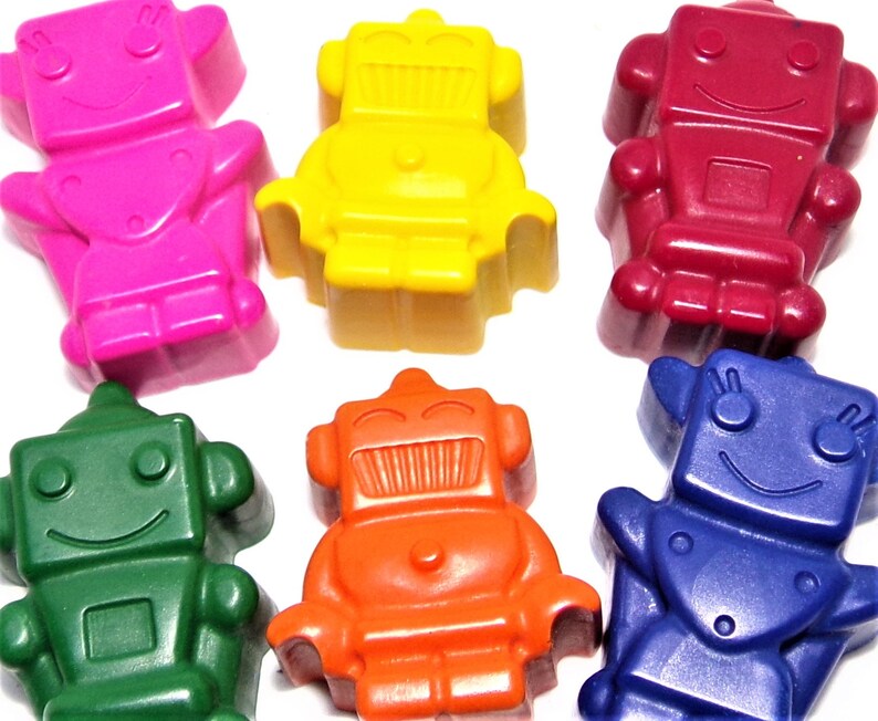 Robot Shaped Crayons Robot Party Favours Nontoxic Crayons Etsy UK