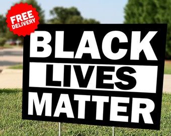 BLACK LIVES MATTER (Flag) - Social Justice - Equal Rights - Protest - Equality - Lawn Sign - Includes Stakes - Free Shipping