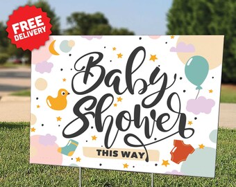 Baby Shower Sign - Gender Reveal Sign - Lawn Sign  - Yard Sign - Includes Stakes - Free Shipping