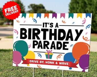Birthday Parade Yard Sign: Drive-By Celebration Lawn Decor