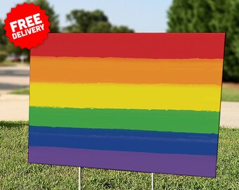 Pride Flag Yard Card: LGBTQ Lawn Sign with Stakes
