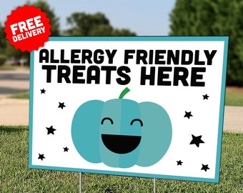 HALLOWEEN YARD SIGN: "Teal Pumpkin" - Lawn Sign - Trick or Treat - Allergy Friendly - Free Shipping