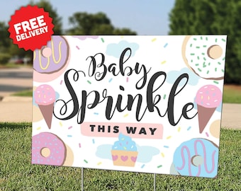 Baby Sprinkle Sign (Sweets) - Lawn Sign - Yard Sign - Includes Stakes - Free Shipping