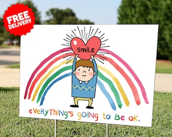 YARD CARDS: Smile - Lawn Sign - Includes Stakes - Free Shipping