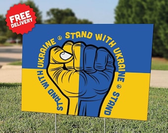 STAND WITH UKRAINE - World Peace - Pray for Ukraine - Stop the War - Yard Sign - Lawn Sign - Home Decor - Free Shipping