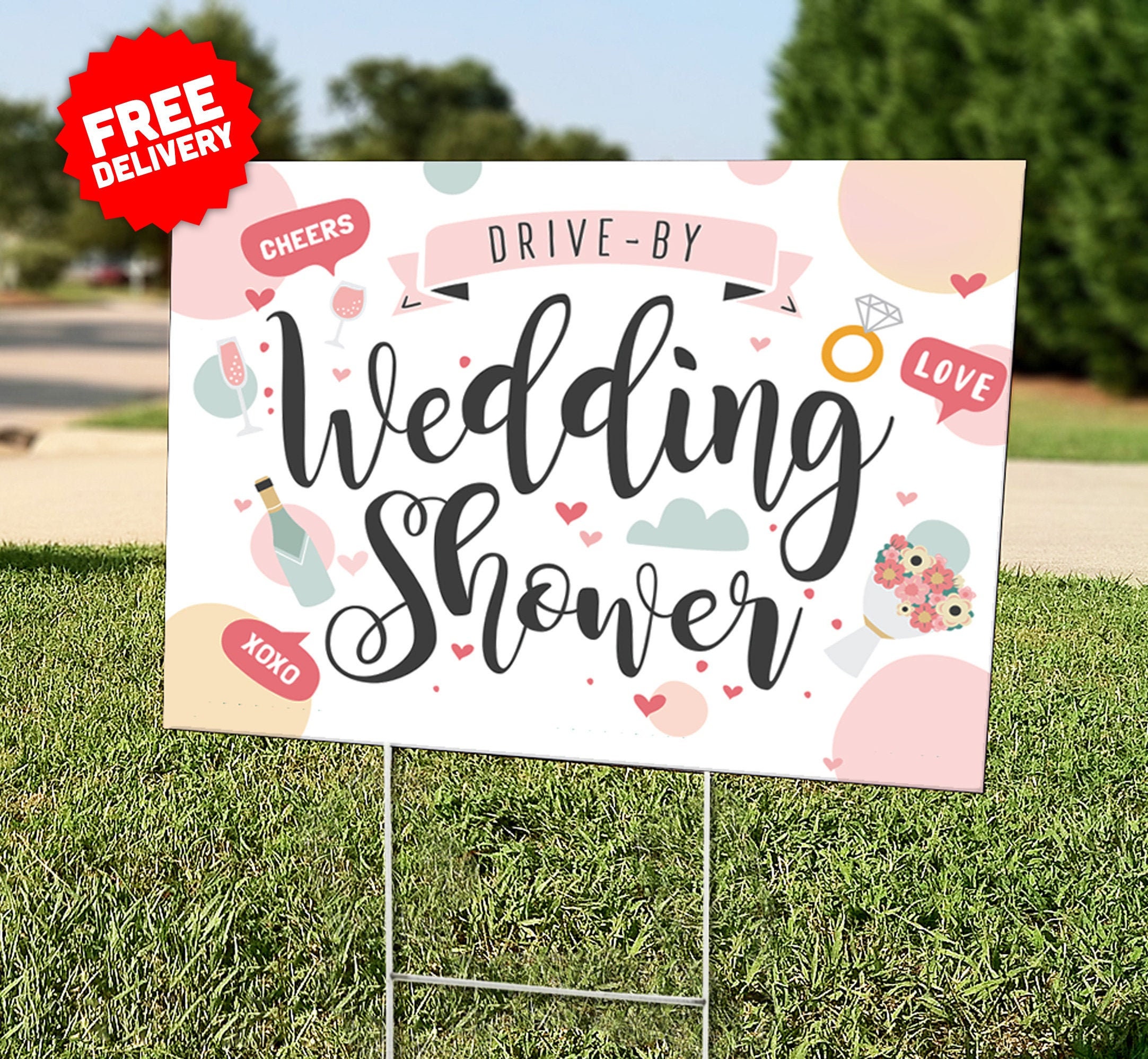 YARD CARDS Wedding Shower DriveBy Lawn Sign Includes Etsy