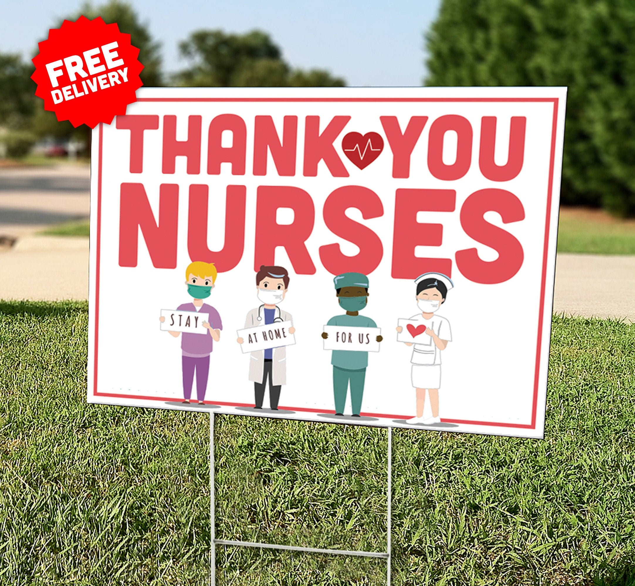 YARD CARDS Nurse Appreciation Lawn Sign Includes Stakes Etsy