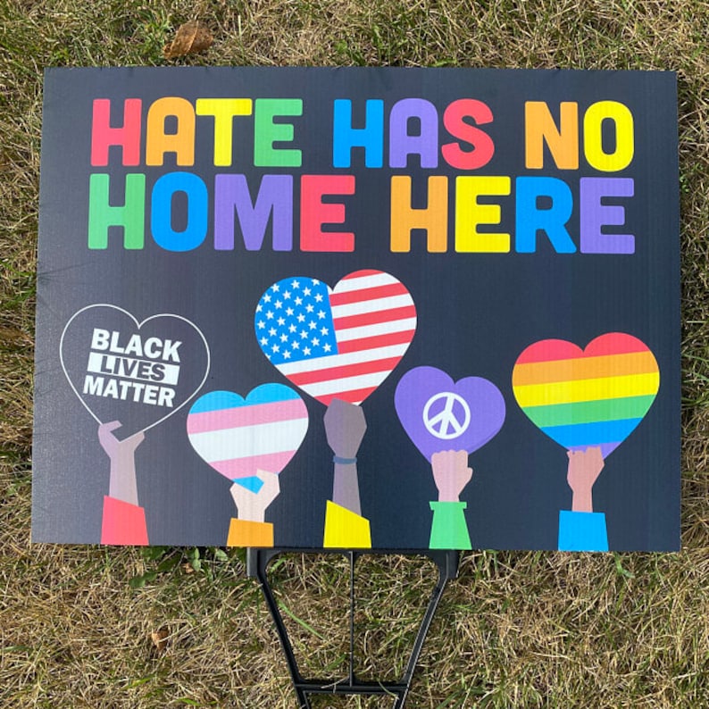 Hate Has No Home Here Garden Lawn Yard Sign Black Lives | Etsy