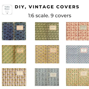 Può includere: Nove copertine di libri vintage fai-da-te stampabili in scala 1:6. Le copertine presentano una varietà di motivi, tra cui disegni floreali, geometrici e astratti. Le copertine sono perfette per aggiungere un tocco di fascino vintage alla tua casa delle bambole o ai tuoi progetti in miniatura.