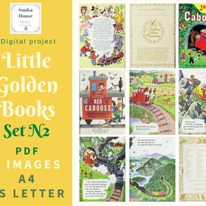 ATC digitale collage Little Golden Books, pdf, vintage, A4-vel, minikaarten, US Letter, 9 afbeeldingen, direct downloaden, Scrapbooking 300 dpi