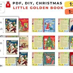 Książka świąteczna DIY, PDF do natychmiastowego pobrania, 9 okładek, wzór świąteczny, małe złote książki, domek dla lalek, skala 16 i 112 BLYTHE do wydrukowania w wersji cyfrowej