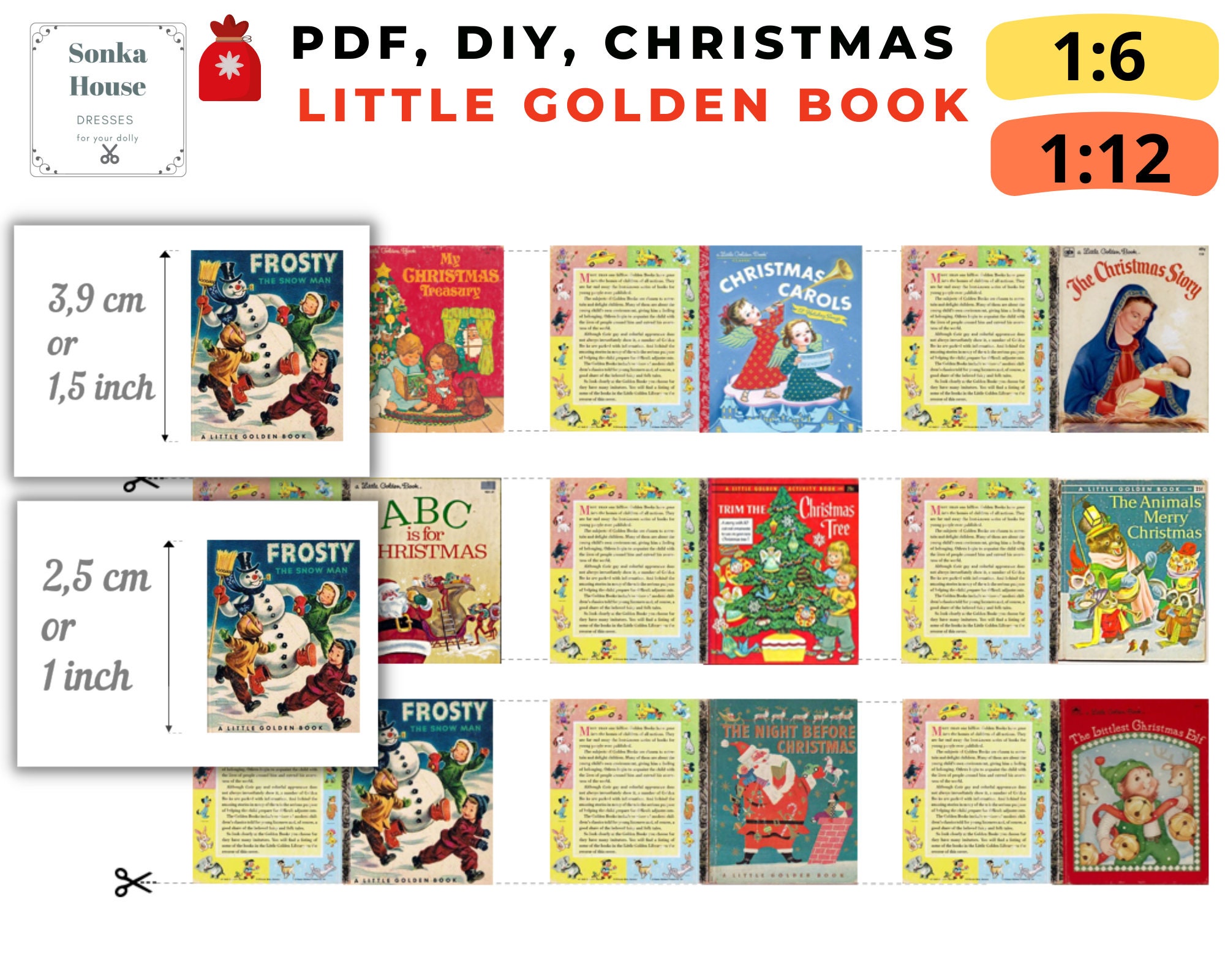DIY Christmas Book, PDF Instant Download, 9 Covers Book Xmas Pattern Little Golden Books Dollhouse Scale 16 and 112 BLYTHE Printable Digital - Etsy diy-christmas-book-pdf-instant-download-9-covers-book-xmas-pattern-little-golden-books-dollhouse-scale-16-and-112-blythe-printable-digital-etsy