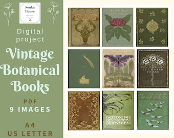 PDF Vintage Old Flowers Botanical Books, Digital Collage