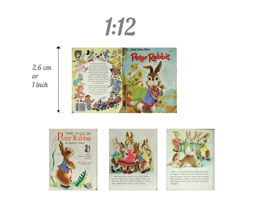 1:12 Scale Miniature Book PDF – Peter Rabbit Little Golden Book – DIY ...