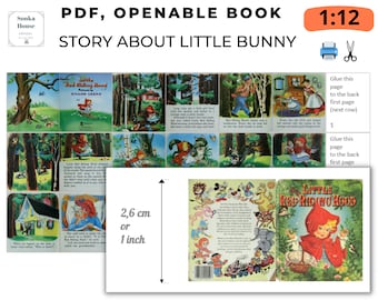 1:12, Little Red Riding Hood, DIY Miniature printable, Vintage Fairy Tale Book, PDF 1/12 Instant download, Little Golden Books, 112 scale