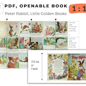 DIY, 1 12 scale, PDF Book, Peter Rabbit, Little Golden Book, Instant download, mini digital book miniature, 20 pages digital, mini book old