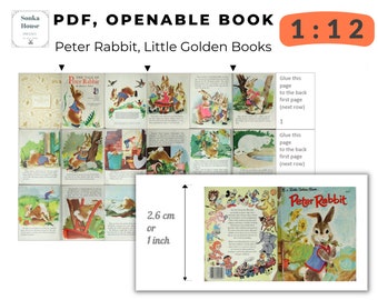 DIY, PDF Buch, Peter Rabbit, Little Golden Book, 1:12 DIY, Sofort download, 1:12 Buch, Peter Rabbit, 20 Seiten digital, Minibuch alt