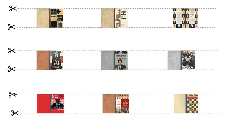 May include: Three rows of vintage chess books with brown, red, and gray covers. The books feature titles like "Chess Tactics" and "Bobby Fischer's Games of Chess".