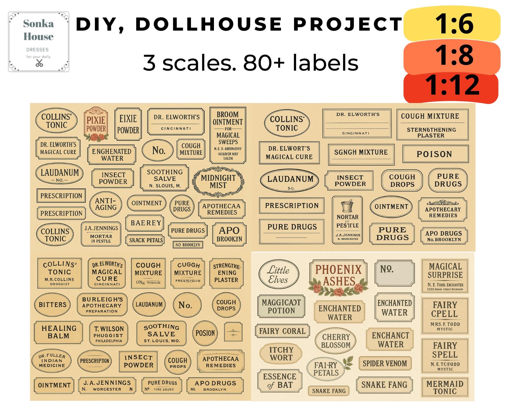 Vintage Apothecary & Magic Labels PDF – Printable Mini Bottle Labels ...