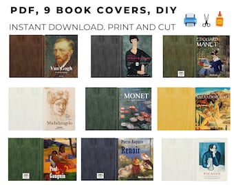 Books about artists, PDF Instant download, 9 covers book, miniature printables dollhouse scale 1:6, printable digital pdf DIY BLYTHE Pullip