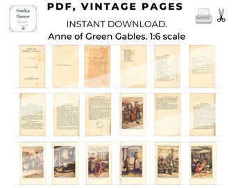 Pagine del libro in miniatura di Anna dai capelli rossi in PDF • Diario di viaggio in scala 1:6 stampabile • Libro effimero di Lucy Montgomery per bambola
